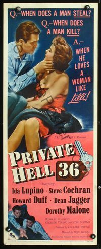 9b412 PRIVATE HELL 36  insert '54 sexy Ida Lupino makes men steal and kill, Don Siegel