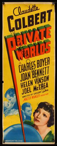 9b413 PRIVATE WORLDS  insert '35 close-up of pretty psychiatrist Claudette Colbert & Charles Boyer!