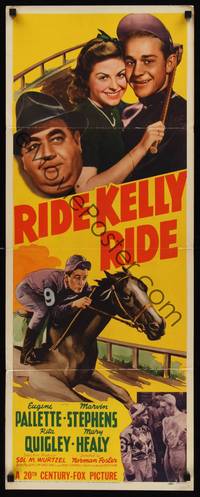9b435 RIDE, KELLY, RIDE  insert '41 Eugene Pallette, Rita Quigley, wonderful horse racing artwork!