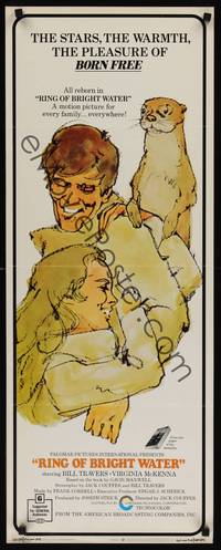 9b436 RING OF BRIGHT WATER  insert '69 romantic art of Bill Travers & Virginia McKenna with otter!