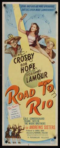9b440 ROAD TO RIO  insert '48 great art of Bing Crosby, Bob Hope & sexy Dorothy Lamour