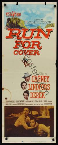 9b448 RUN FOR COVER  insert '55 James Cagney, Viveca Lindfors, directed by Nicholas Ray!