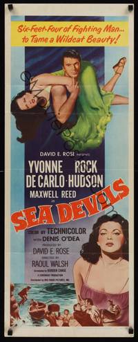 9b461 SEA DEVILS   insert '53 Rock Hudson is six-feet-four of fighting man taming Yvonne De Carlo!
