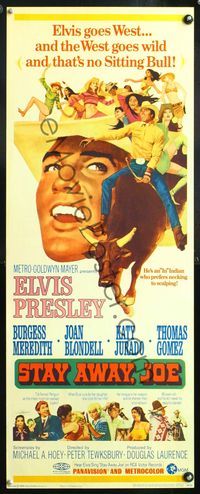 9b498 STAY AWAY JOE  insert '68 McGinnis art of Elvis Presley riding bull with lots of sexy girls!