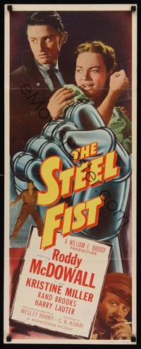 9b499 STEEL FIST  insert '52 Roddy McDowall, Kristine Miller, cool art of giant metal hand!