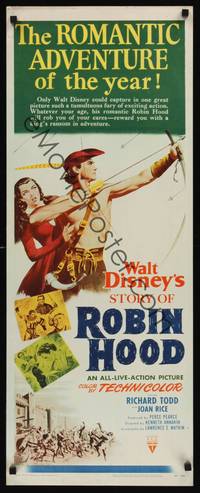 9b502 STORY OF ROBIN HOOD  insert '52 Richard Todd with bow & arrow, Joan Rice, Walt Disney!