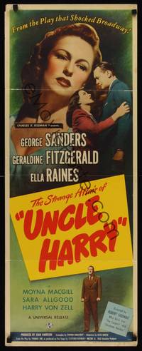 9b504 STRANGE AFFAIR OF UNCLE HARRY  insert '45 Sanders wants sexy Ella Raines but can't have her!