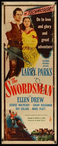 9b520 SWORDSMAN  insert '47 swashbuckler Larry Parks romances Ellen Drew, Joseph Lewis directed!
