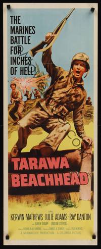 9b527 TARAWA BEACHHEAD  insert '58 Kerwin Mathews battles for inches of Hell in WWII!