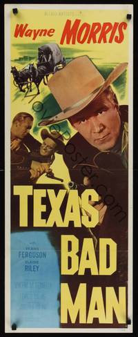 9b537 TEXAS BAD MAN   insert '53 cool image of cowboy Wayne Morris!