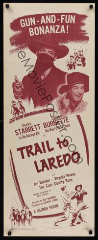9b558 TRAIL TO LAREDO  insert '48 Charles Starrett as The Durango Kid, Smiley Burnette!