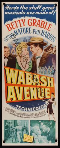 9b577 WABASH AVENUE  insert '50 artwork of Betty Grable & Victor Mature smiling at each other!