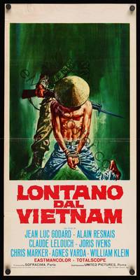 9b683 FAR FROM VIETNAM  Italian locandina '67 cool art of captive Viet Cong soldier!