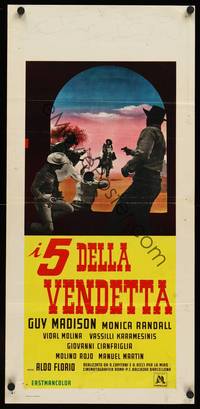9b688 FIVE FOR REVENGE  Italian locandina '66 Ferrini western ambush artwork!