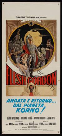 9b690 FLESH GORDON  Italian locandina '75 sci-fi spoof, wacky erotic superhero art by George Barr!