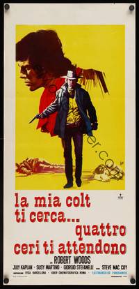 9b696 FOUR CANDLES FOR GARRINGO  Italian locandina '73 Robert Woods, Aller art of gunfighter!