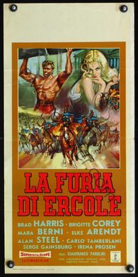 9b701 FURY OF HERCULES  Italian locandina '63 La Furia di Ercole, cool Gasparri sword & sandal art!