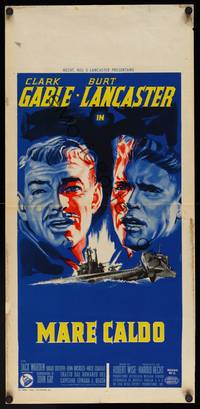 9b810 RUN SILENT, RUN DEEP  Italian locandina '58 Manno art of Clark Gable & Burt Lancaster!
