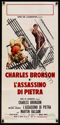 9b831 STONE KILLER  Italian locandina '73 great Casaro art of tough cop Charles Bronson!