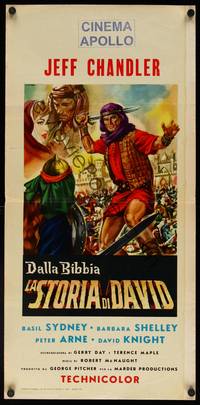 9b833 STORY OF DAVID  Italian locandina '63 Casaro art of Jeff Chandler in battle!