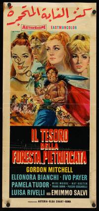 9b854 TREASURE OF THE PETRIFIED FOREST  Italian locandina '65 DiStefano art of Mitchell & women!