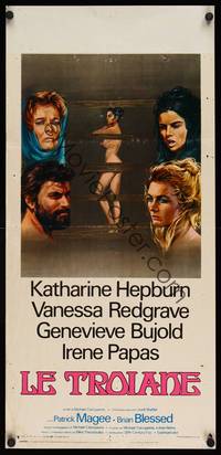 9b857 TROJAN WOMEN  Italian locandina '72 Katharine Hepburn, Michael Cacoyannis, sexy artwork!