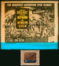 9c005 AFRICAN QUEEN glass slide '52 cool artwork of Humphrey Bogart & Katharine Hepburn!