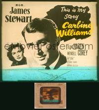 9c009 CARBINE WILLIAMS glass slide '52 great portrait art of James Stewart + pretty Jean Hagen!