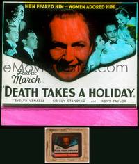 9c015 DEATH TAKES A HOLIDAY style B glass slide '34 men feared Fredric March, women adored him!