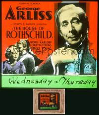 9c029 HOUSE OF ROTHSCHILD glass slide '34 super c/u of George Arliss, Robert Young, Loretta Young