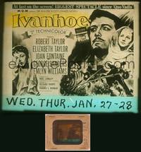 9c032 IVANHOE glass slide '52 art of pretty Elizabeth Taylor, Robert Taylor & Joan Fontaine!