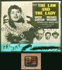 9c035 LAW & THE LADY glass slide '51 super close up of Greer Garson putting on jeweled necklace!