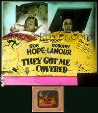 9c049 THEY GOT ME COVERED glass slide '43 Bob Hope, Dorothy Lamour, this is their best, no kidding