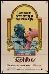 9d012 ABOMINABLE DR. PHIBES 1sh '71 Vincent Price says love means never having to say you're ugly!