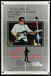 9d092 BUDDY HOLLY STORY style A 1sh '78 great image of Gary Busey performing on stage with guitar!