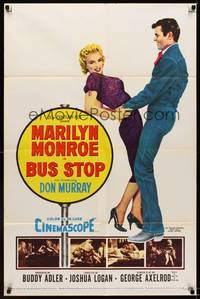 9d100 BUS STOP 1sh '56 great art of cowboy Don Murray holding sexy Marilyn Monroe!