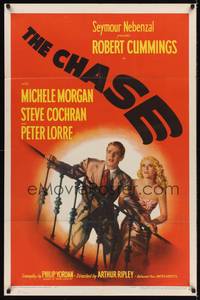 9d117 CHASE 1sh '46 Robert Cummings & pretty Michele Morgan, film noir!