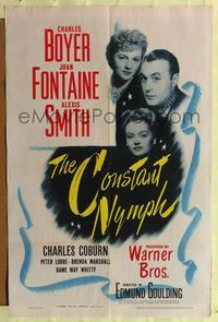 9d138 CONSTANT NYMPH 1sh '43 Joan Fontaine, Charles Boyer, sexy Alexis Smith!