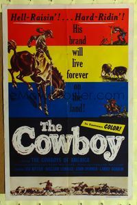 9d141 COWBOY 1sh '54 William Conrad is a hell-raisin' & hard ridin' cowboy!