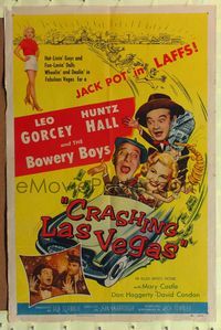 9d143 CRASHING LAS VEGAS 1sh '56 Huntz Hall & the Bowery Boys gambling with sexy Mary Castle!