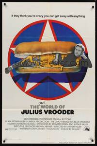 9d146 CRAZY WORLD OF JULIUS VROODER 1sh '74 art of Timothy Bottoms in hotdog!