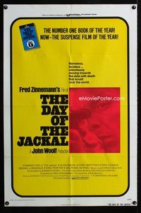 9d178 DAY OF THE JACKAL 1sh '73 Fred Zinnemann assassination classic, master killer Edward Fox!