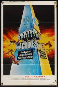 9d183 DEATH MACHINES 1sh '76 wild sci-fi art image, the killers of the future are ready now!
