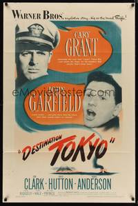 9d194 DESTINATION TOKYO 1sh '43 Cary Grant & John Garfield in WWII!