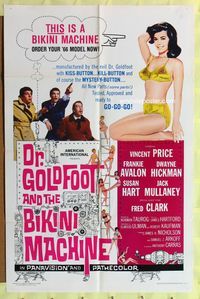 9d219 DR. GOLDFOOT & THE BIKINI MACHINE 1sh '65 Vincent Price, sexy babes with kiss & kill buttons