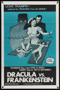 9d222 DRACULA VS. FRANKENSTEIN 1sh '70s love tramps seduced by creatures from the grave!