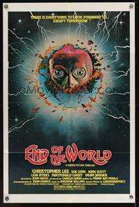 9d249 END OF THE WORLD 1sh '77 wild image of strange creature emerging from the Earth!