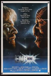 9d250 ENEMY MINE teaser 1sh '85 Dennis Quaid, alien Louis Gossett Jr., Wolfgang Petersen sci-fi!