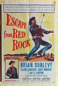 9d256 ESCAPE FROM RED ROCK 1sh '57 Brian Donlevy, the west's most savage outlaw rule!