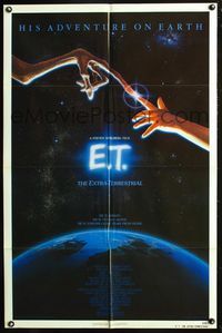 9d229 E.T. THE EXTRA TERRESTRIAL 1sh '82 Drew Barrymore, Steven Spielberg classic, Alvin art!